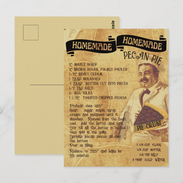 Receita de Pie de Natal Tradicional | Cartão posta (Frente/Verso)