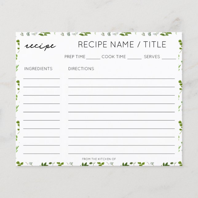 Receita de Plantas Culinárias do Cozinhar Verde (Frente)