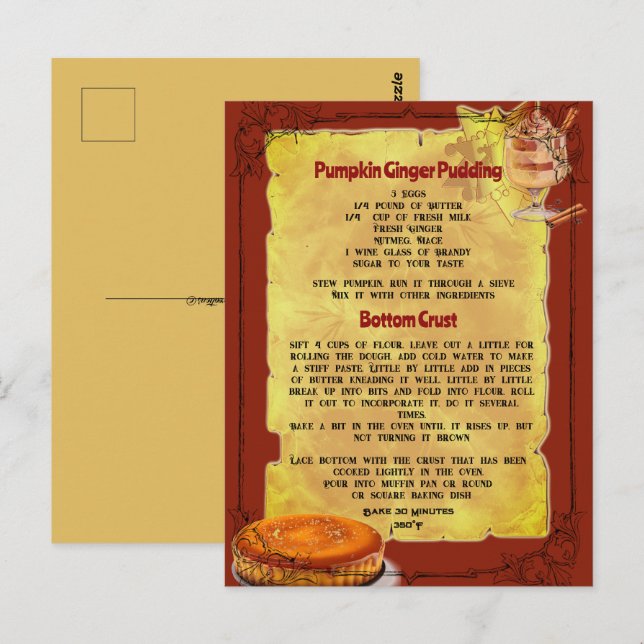 RECEITA DE PUMPKIN HOLIDAY | Cartão postal (Frente/Verso)