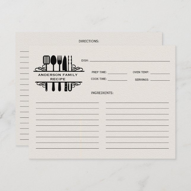 Receita de Utensílios Pretos em Cozinha (Frente/Verso)