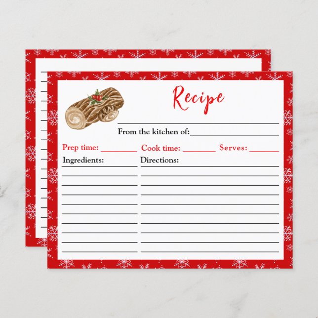 Receita do Registro de Natal Férias Baking (Frente/Verso)