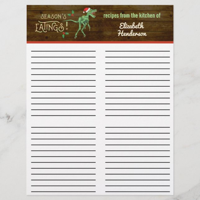 Receita do Velociraptor Engraçado de Natal (Frente)