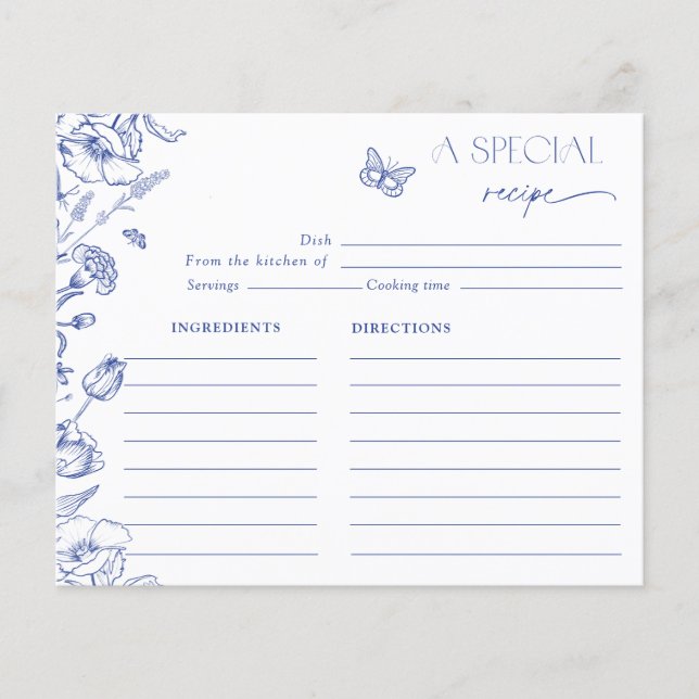 Receita Especial Algo Chá de panela Floral Azul (Frente)