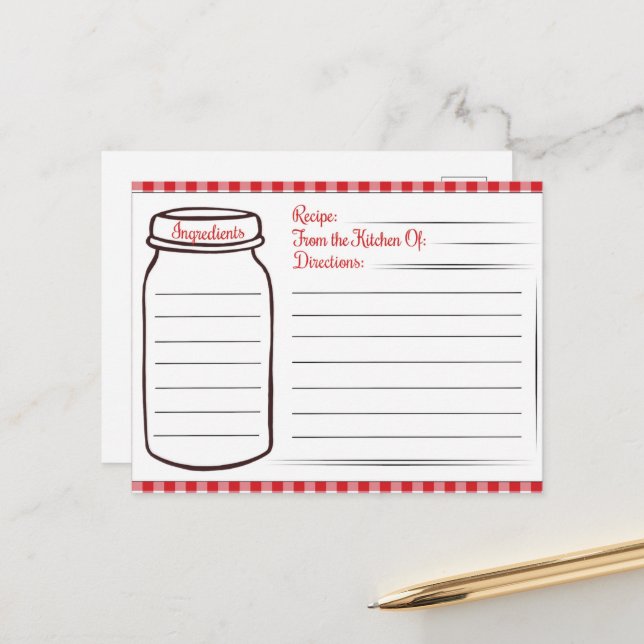 receita fofa do cartão postal da cozinha (Frente/Verso In Situ)