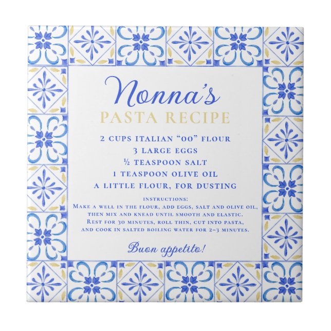 Receita Personalizada Azul Branco Cozinha  (Frente)