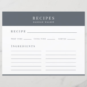 Receitas Cartão de Receita de Cinza Chic Stone E