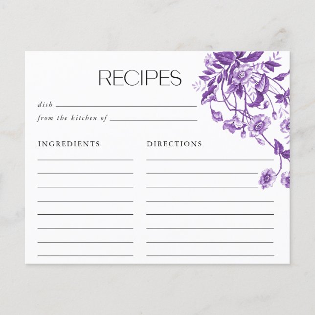 Receitas de Chá de Cozinha de Noiva Floral Toile F (Frente)