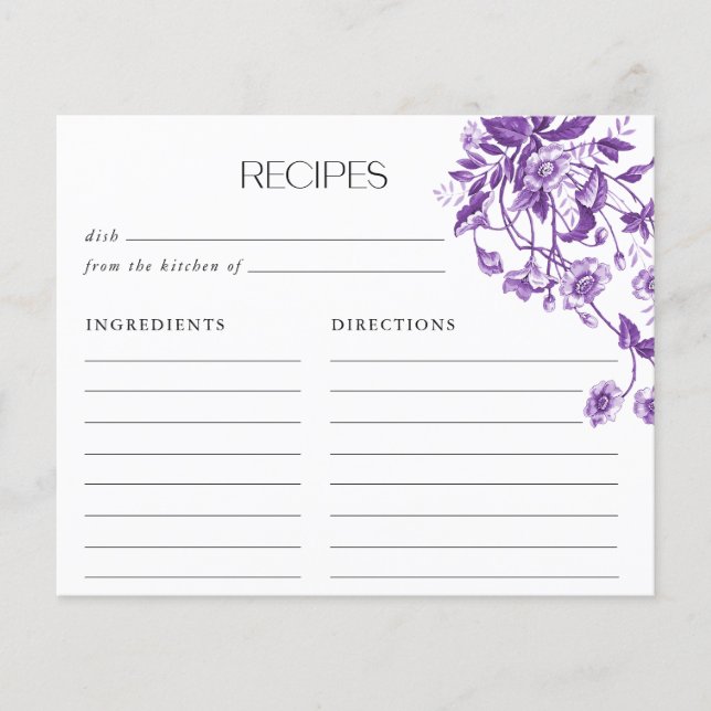 Receitas de Chá de Cozinha de Noiva Floral Toile F (Frente)