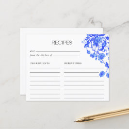 Receitas de Chá de Cozinha Vintage Floral Toile Az