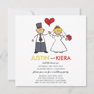 Recém-Casados Anúncio de Casamento de Desenho Anim