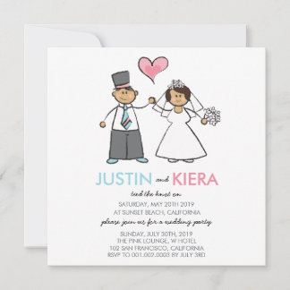 Recém-Casados Anúncio de Casamento de Desenho Anim