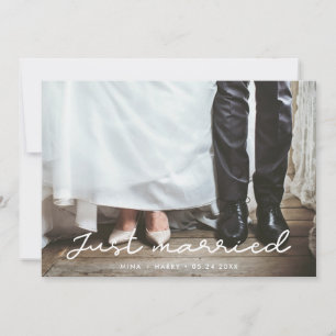 Recém-casados Cartão de foto de casamento simples