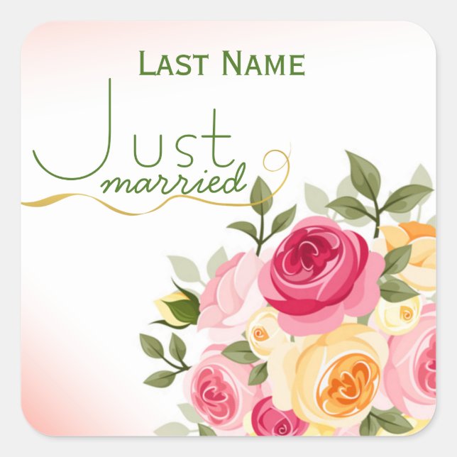 Recem casados com adesivos de envelopes personaliz (Frente)