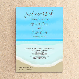 Recém-Casados Convite de Aquarela da Praia do Ocea