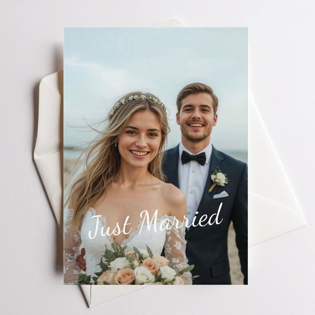 Recém-Casados Elegante Anúncio de Foto de Casament (Criador carregado)