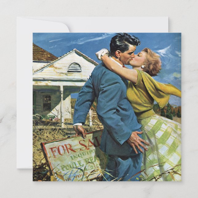 Recém-Casados Vintage, Convite de Festa de Aquecim (Frente)