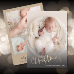 Recém-nascido Foto Colagem de Natal Anúncio<br><div class="desc">Os anúncios de natalidade sobre o tema das festas elegantes apresentam sua foto favorita de recém-nascido na frente com as saudações Feliz Natal e seus nomes. As estatísticas de natalidade do seu bebê e 3 fotos nas costas. ALTERE a cor de fundo no verso com as nossas ferramentas Editar.</div>