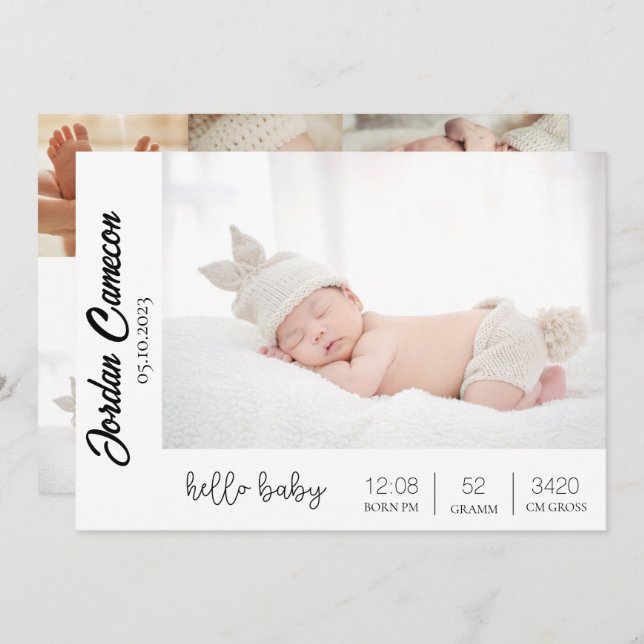 Recém-nascido Nascimento, Anúncio Foto Colagem (Frente/Verso)