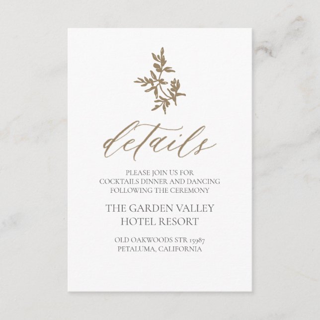 Recepção de Cartão de Informações Detalhes do Gabi (Frente)