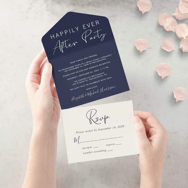 Recepção de Casamento Azul-Marinho Feliz para Semp (Criador carregado)