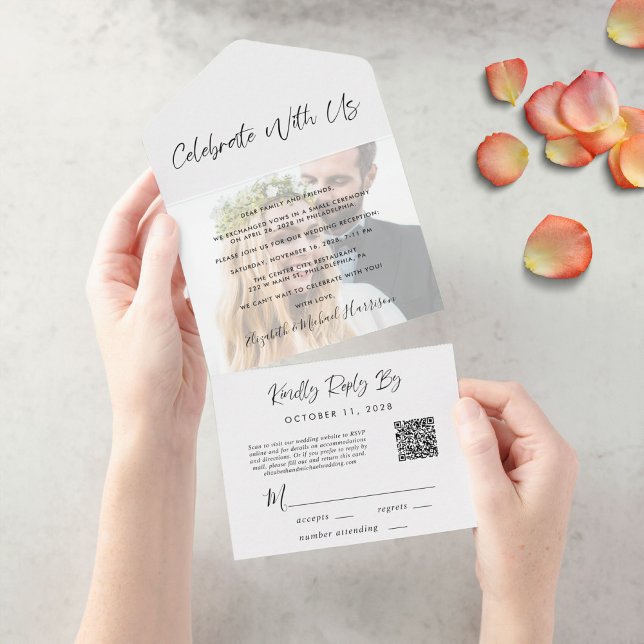 Recepção de casamento de Código QR de Foto Elegant (Criador carregado)