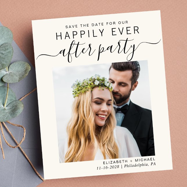 Recepção de casamento de Creme de Fotografia de Or (A stylish save the date announcement for a reception to celebrate your elopement or private wedding)