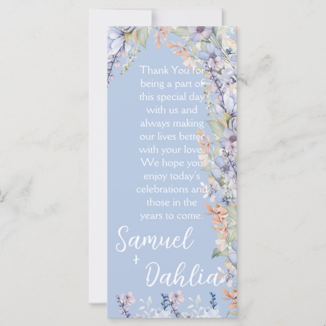 Recepção de casamento de flor selvagem azul Obriga (Frente)