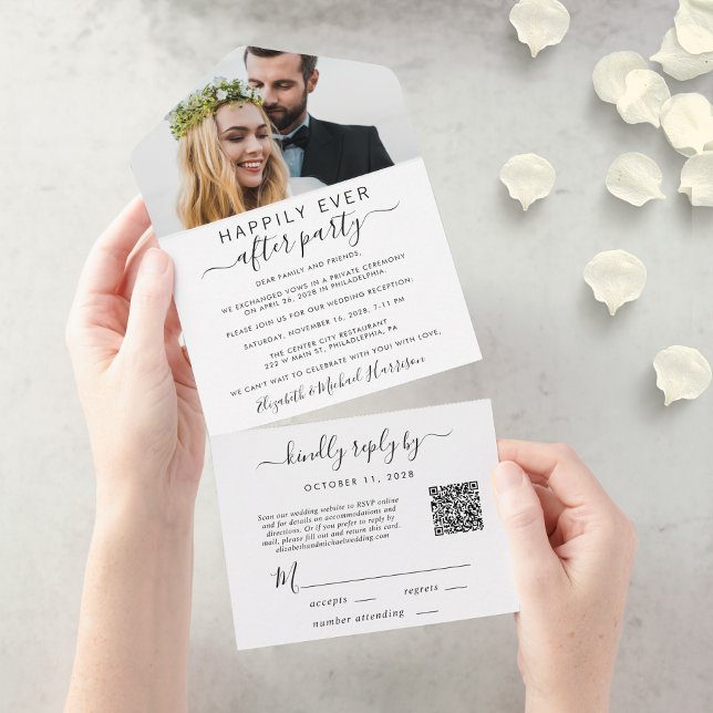 Recepção de casamento de Fotografia do Código QR E (An chic Happily Ever After Party all-in-one invitation for your wedding celebration)
