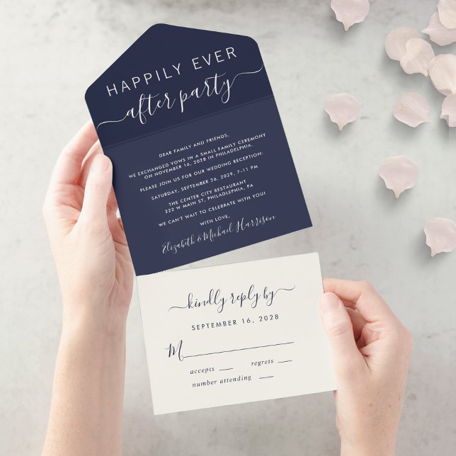 Recepção de Casamento Felizes para Sempre Azul-Nav (Criador carregado)