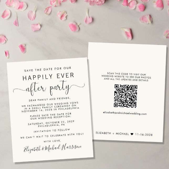 Recepção de casamento Guardar Data QR Code Cream (Criador carregado)