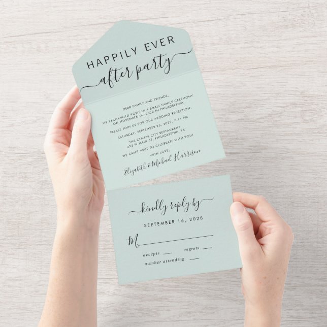 Recepção de Casamento Menta Felizes para Sempre (Aba destacável)