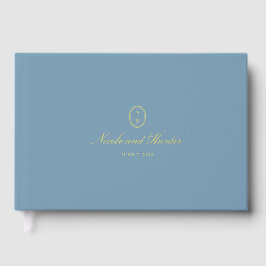 Recepção de Casamento Monograma Azul Empoeirado