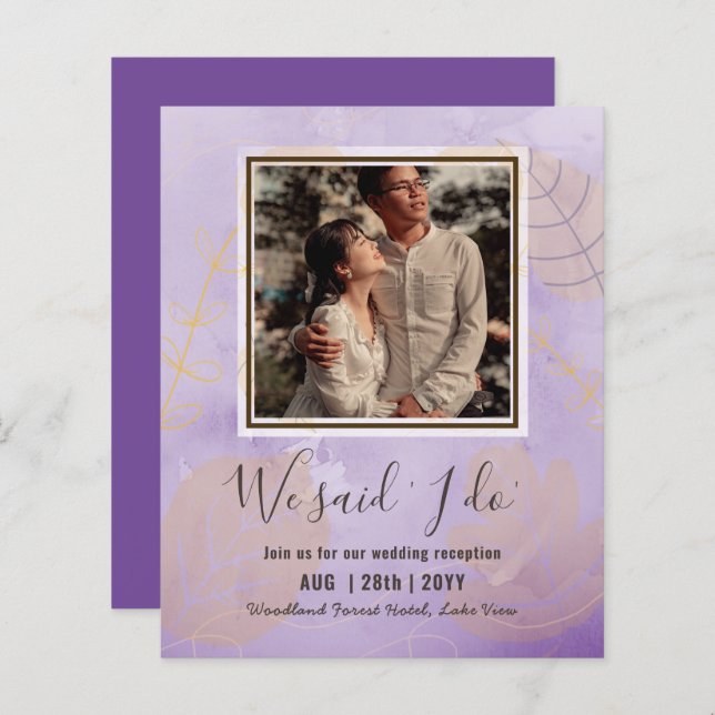 RECEPÇÃO DE CASAMENTO ORÇAMENTAL Convide Com FOTO  (Frente/Verso)