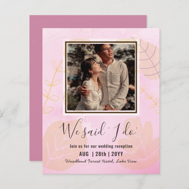 RECEPÇÃO DE CASAMENTO ORÇAMENTAL Convide Com FOTO  (Frente/Verso)