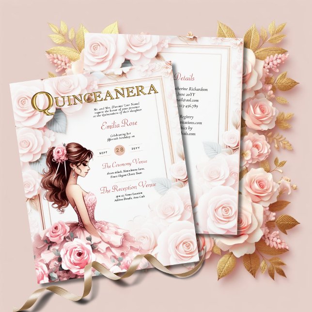 Recepção de Cerimônia de Quinceanera Rosa Esmagada (Criador carregado)