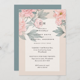 Recepção de Convite de casamento de Sage PEONIES d