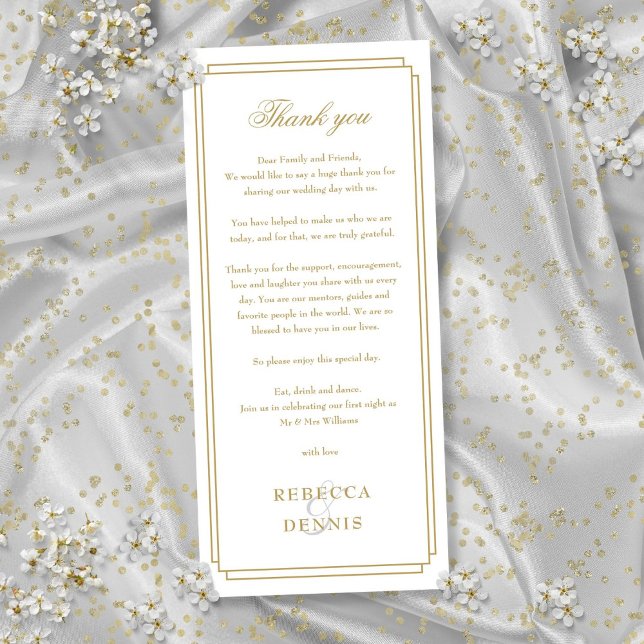 Recepção Dourada Elegante Obrigado Colocar Cartão (Eleagnt Gold Reception Thank You Place Card)