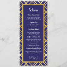 Recepção Dourado dos anos 20 do casamento do menu