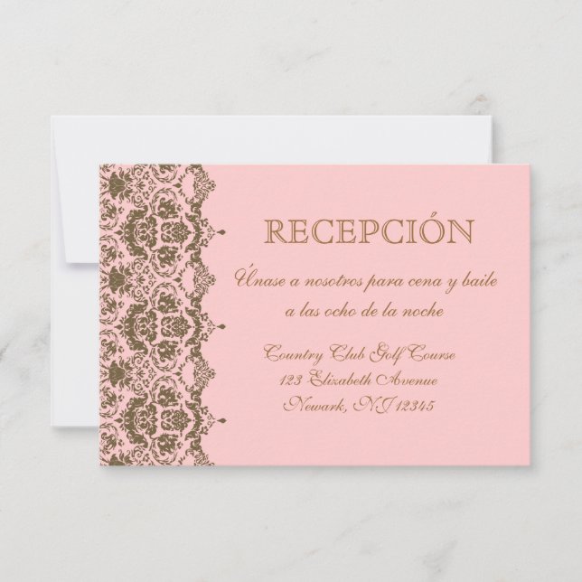 Recepción de Boda tarjeta en espanol (Frente)