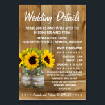 Recepções de casamento de girassol   Cartões de al<br><div class="desc">Recepção de casamento de girassol   Cartões de alojamento - incluem esses cartões detalhados para informar seus convidados sobre o local de recepção,  a linha do tempo de recepção e as informações do hotel para facilitar o planejamento. Veja a coleção inteira correspondente abaixo.</div>