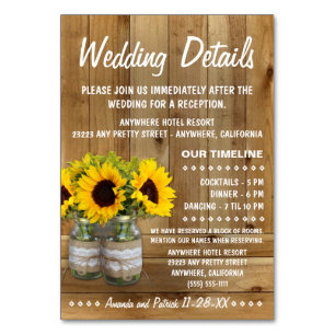 Recepções de casamento de girassol + Cartões de al