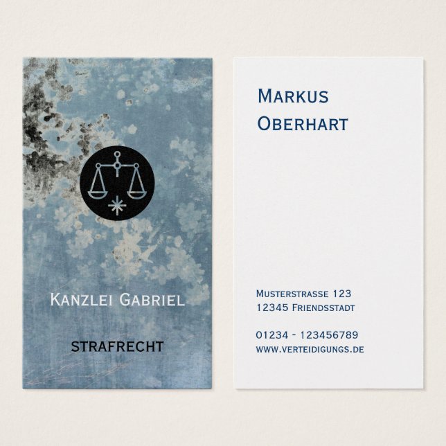 Rechtsanwalt Visitenkarten blau  (Frente & Verso)