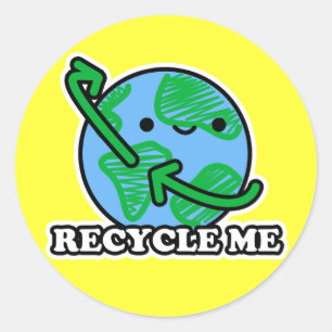 "Recicl me" etiquetas da terra (o amarelo)
