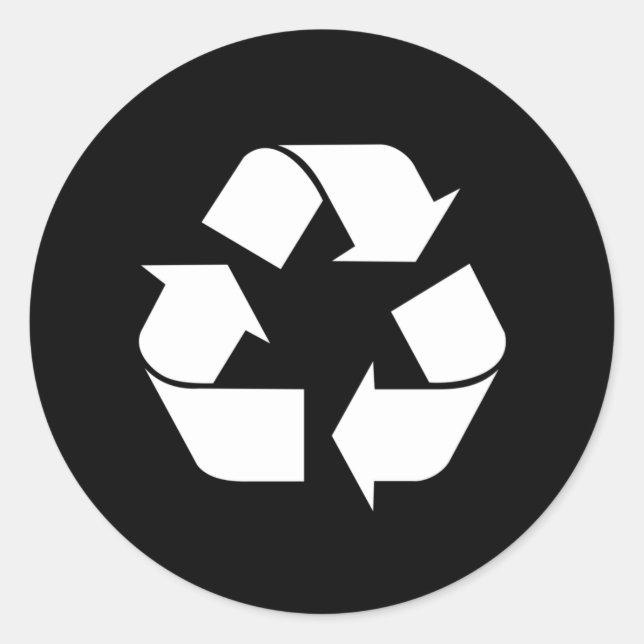 Reciclagem com etiqueta circular clássica preta (Frente)