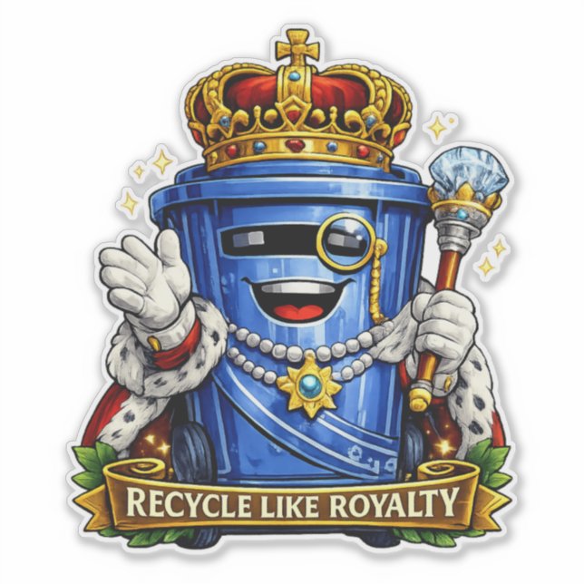 Recicle Como Realeza - Adesivo de Lixeira (Frente)