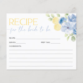 Recipe Card Main Squeeze Blue Citrus Bridal Shower