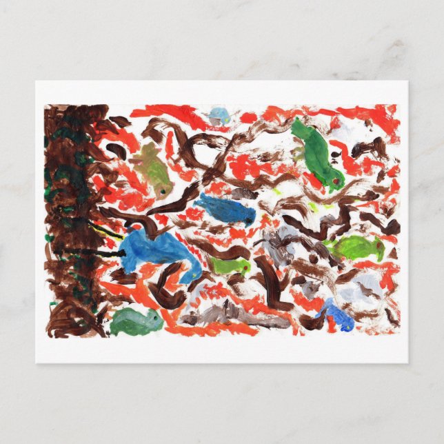 Recolha de aves num cartão postal da árvore (Frente)