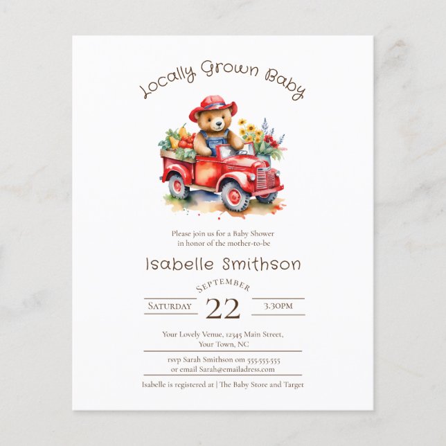 Recolha de Chás de fraldas Cute de Orçamento Local (Frente)