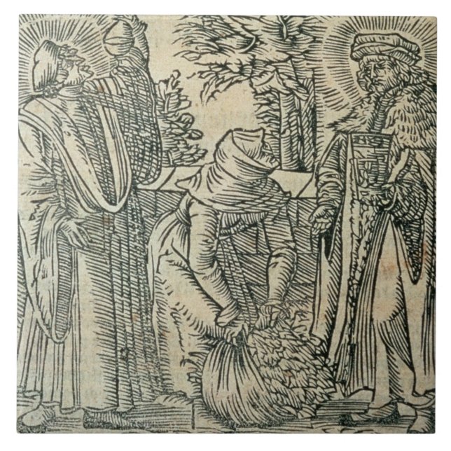 Recolhendo ervas para a medicina, 1534 (woodcut) (Frente)