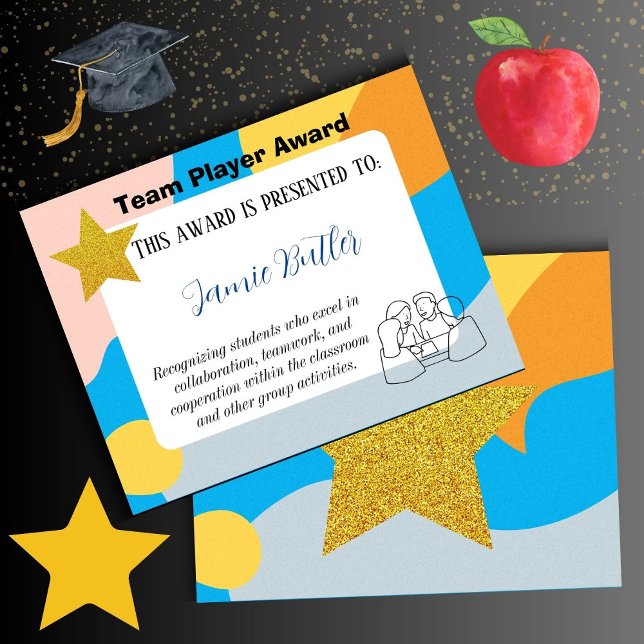 Recursos da escola de certificados de prêmio do Te (team player)